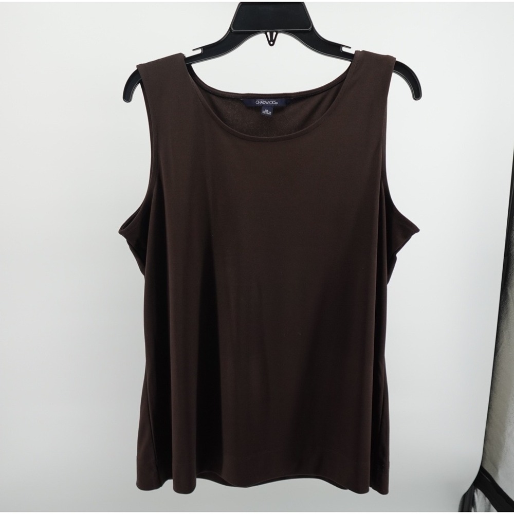 Chadwicks Womens XL Brown Sleeveless Scoop Neck Tank Top Shell‎ Polyester 4PC